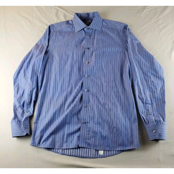 Etón Other - Eton Contemporary Shirt Mens 16.5 42 Blue Striped Button Up Long Sleeve Cotton